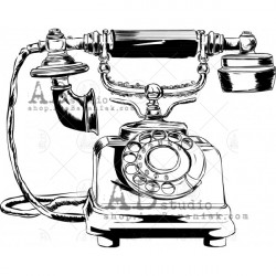 Sello de Caucho AB Studio ID-478 Vintage Phone