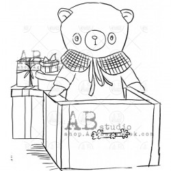 Rubber stamp ID-842 christmas teddy bear
