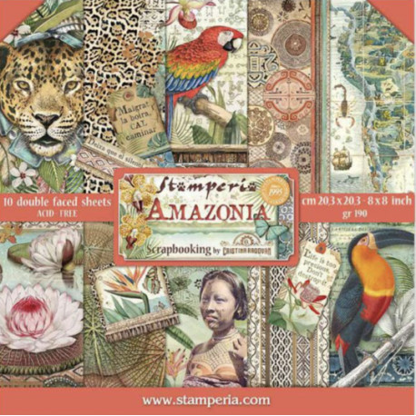 Colección Scrap Stamperia 20.3x20.3 Amazonia