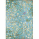 Papel arroz A4  Atelier fondo azul flores - Stamperia