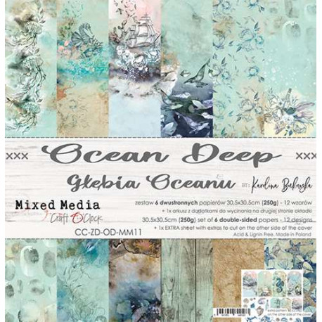 Stack de Papeles 30x30 Ocean Deep Mix Media