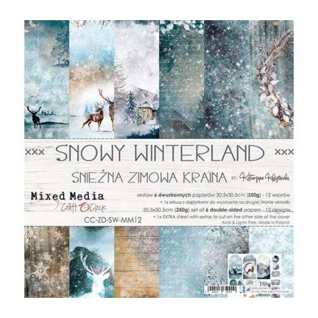 Stack de Papeles 30x30 Snowy Winterland Mix Media