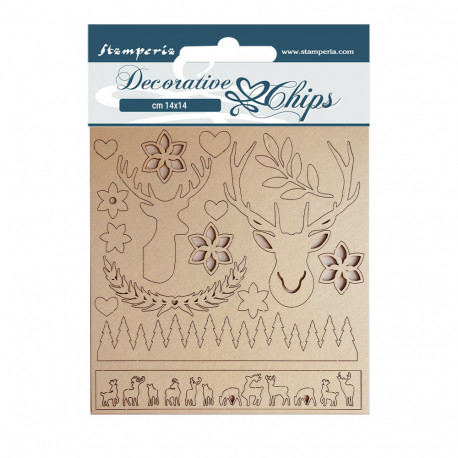 Decorative Chips 14x14 cms Stamperia christmas reno