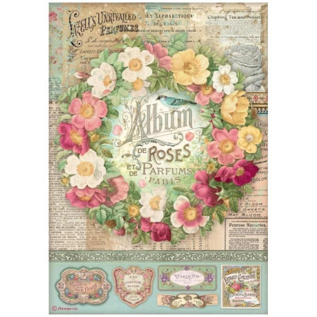 Papel de Arroz Rose Parfum Album de rosas Stamperia A-4