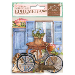 Ephemera Create Happiness Welcome Home Bicicleta y flores Stamperia