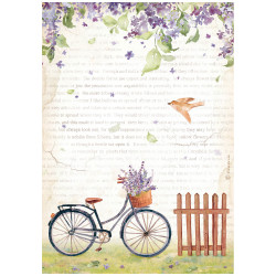 Papel de Arroz Create happiness Welcome Home bicicleta Stamperia A-4