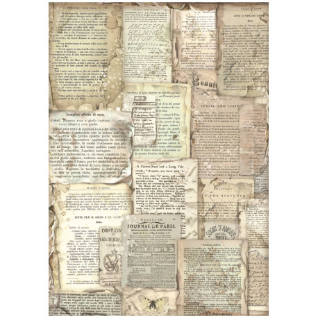 Papel de Arroz  Stamperia Vintage Library paginas libro A-4