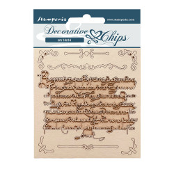 Decorative Chips 14x14 cms Stamperia Vintage Library cartas