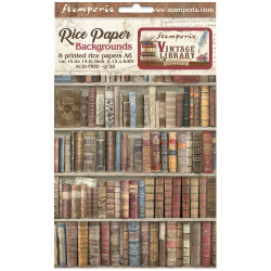 Kit 8 Papeles arroz A-6 Fondos Vintage Library Stamperia