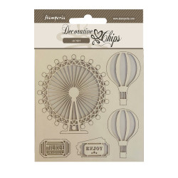 Decorative Chips 14x14 cms Stamperia Around the world  balloons