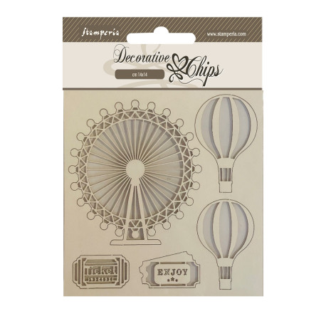 Decorative Chips 14x14 cms Stamperia Around the world  balloons