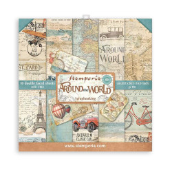 kit de Papeles Scrap Stamperia 20.3x20.3 Around the World(8x8")  PROXIMAMENTE