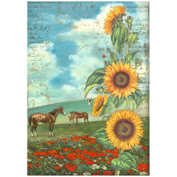 Papel de Arroz Sunflower Art and horses Stamperia A-4