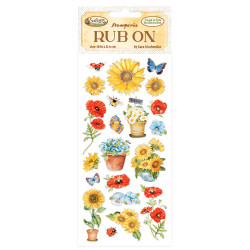 Rub-on Stamperia 10.16x21.6 cms. Sunflower Art poppies