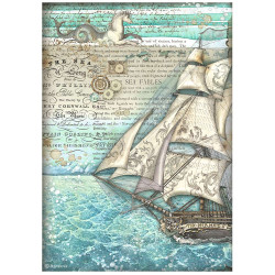 Papel de Arroz Songs of the Sea barco de vela Stamperia A-4