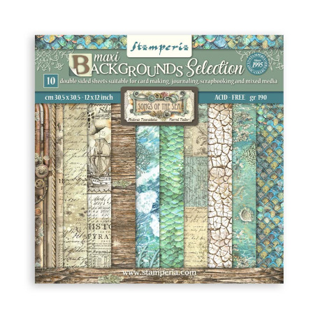 Colección Songs of the sea Stamperia 30 x30 Maxi Backgrounds