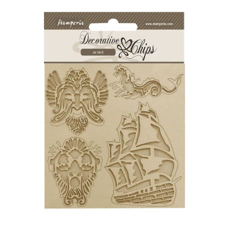 Decorative Chips 14x14 cms Stamperia Songs of the sea barco de vela