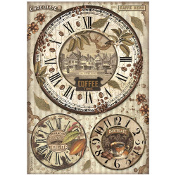 Papel de Arroz Coffee and chocolate clocks Stamperia A-4