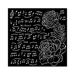 Stencil Stamperia precious music and peony 18x18 cms