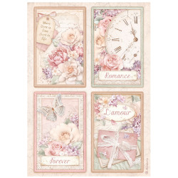 Papel de Arroz Romance forever 4 postales Stamperia A-4