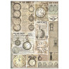 Papel de Arroz Brocante Antiques relojes Stamperia A-4