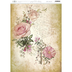Papel Arroz Artis Decor 29,7X42CM Vintage con rosas y llave