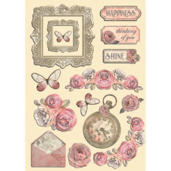 Apliques de madera Stamperia A5 Shabby Rose