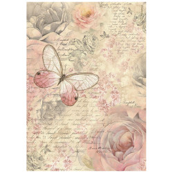 Papel de Arroz Shabby rose fondo de mariposas Stamperia A-4