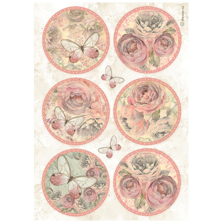 Papel de Arroz Shabby rose circulosStamperia A-4