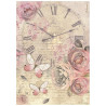 Papel de Arroz Shabby rose reloj Stamperia A-4