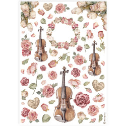 Papel de Arroz violines y rosas Stamperia A-4