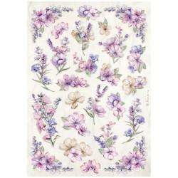 Papel de Arroz Lavender patron de flores Stamperia A-4