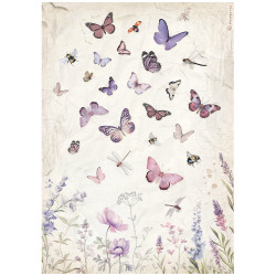 Papel de Arroz Lavender mariposa Stamperia A-4