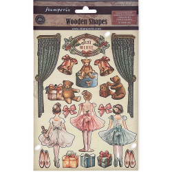 Apliques de madera Stamperia A5 The Nutcracker Ballet y Peluche