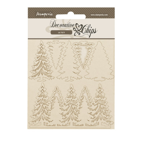 Decorative Chips 14x14 cms Stamperia Gear up for Christmas arboles