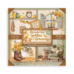 Maxi Block Papeles Scrap Stamperia 30 x30 Golden Harmony 1 cara