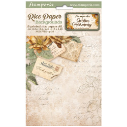 Kit 8 Papeles arroz A-6 backgrounds Golden Harmony Stamperia