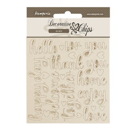 Decorative Chips 14x14 cms Stamperia Golden Harmony Escritos