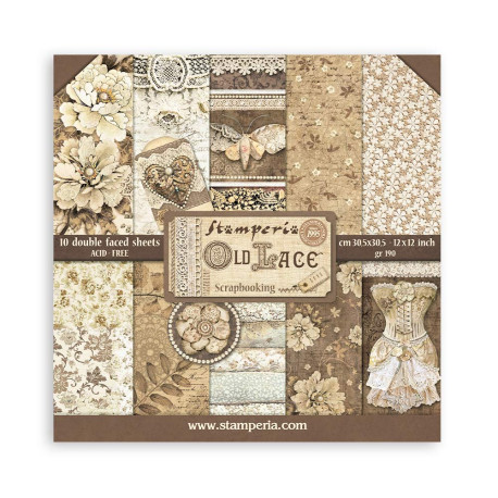 kit de Papeles Scrap Old Lace Stamperia 30 x30