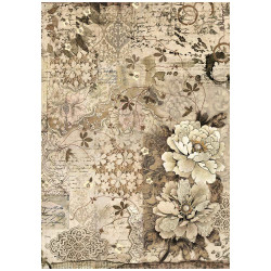 Papel de Arroz Olde lace flores y encaje  Stamperia A-4