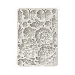 Stamperia Silicone mold A5 Old Lace Mariposa con flores