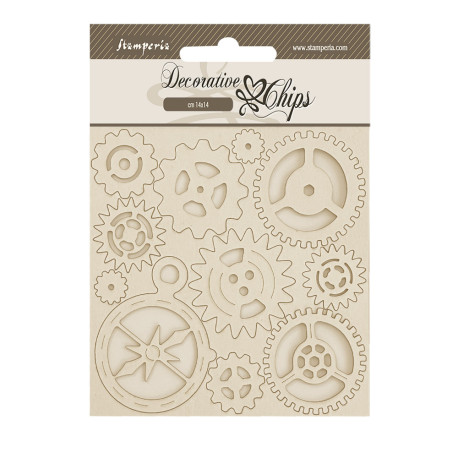 Decorative Chips 14x14 cms Stamperia Alterego mecanismos y brujula