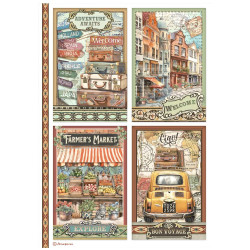 Papel de Arroz Art of Travelling 4 cartas Stamperia A-4