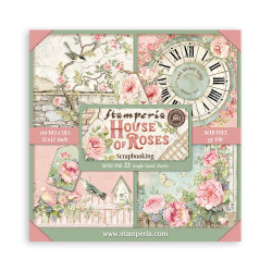 Maxi Block Papeles Scrap Stamperia 30 x30 House of Roses  1 cara