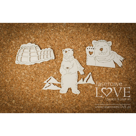 Chipboard - Two polar bears and igloo - Arctic Sweeties