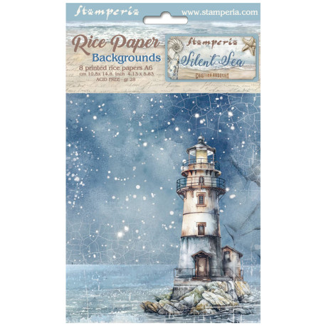 Kit 8 Papeles arroz A-6 backgrounds Silent Sea Stamperia