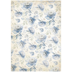 Papel de Arroz Timeless Patrón de flores azules Stamperia A-4