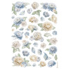 Papel de Arroz Timeless Patrón de Rosas y flores azules Stamperia A-4