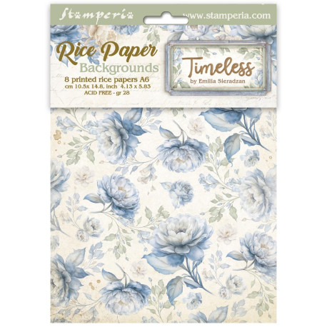 Kit 8 Papeles arroz A-6 Fondos Timeless Sea Stamperia