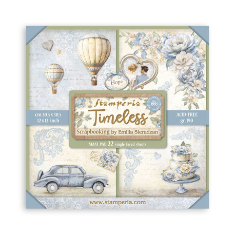 Maxi Block Papeles Scrap Stamperia 30 x30 Timeless  1 cara